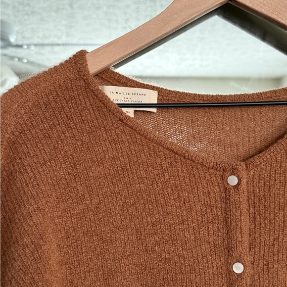 Sezane Chestnut Button-Up Cardigan - Picture 2 of 3